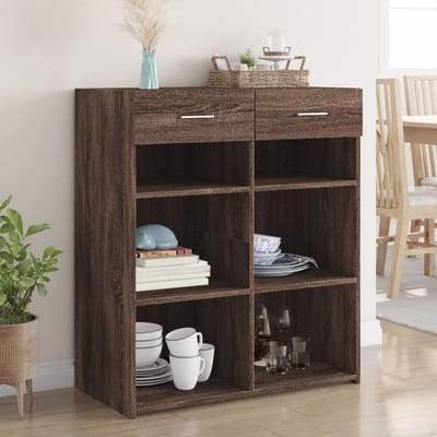 vidaXL - Dressoir - 80x42,5x93 - cm - bewerkt - hout - bruin - eikenkleur