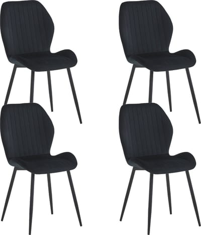 Colenis® - Sunny Eetkamerstoel - Set Van 4 - Zwart - Velvet - Industrieel