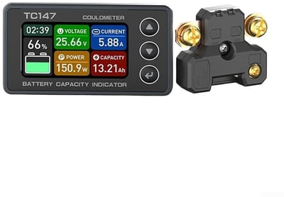 Batterij Monitor - Stroommeter - Energie Beheer - Kleurenscherm - 30A - Zwart