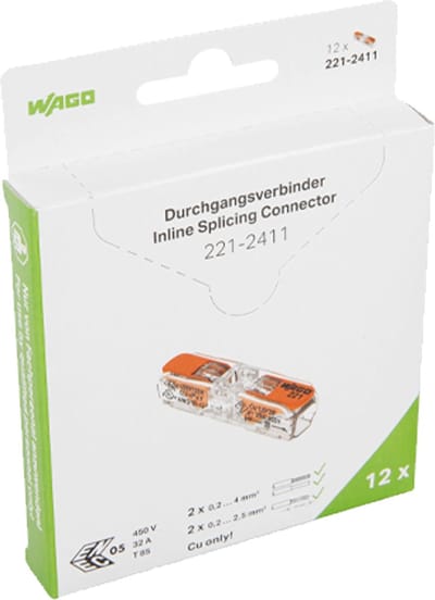 WAGO Doorvoerklem 1-voudig 0,2 tot 4mm² - 221-2411 - 12 stuks in blister