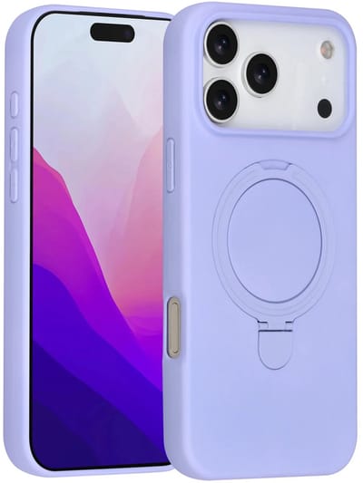 Backcover Hoesje Geschikt voor: iPhone 17 Pro Max Volledig Dekkende Schokbestendige Siliconen Backcover met Ringstandaard – 360° Bescherming - Lila