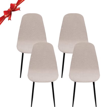 Stoelhoezen, set van 4, stretch, eetkamerstoelen, overtrek, universeel, wasbaar, afneembaar, elegante stoelhoes, antislip, keukenstoelen voor kantoor, eetkamer, woonkamer, diagonaal licht camel