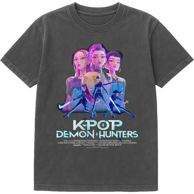 K-Pop Demon Hunters Unisex Volwassenen Huntr/X Poster T-Shirt (Vintage Zwart)