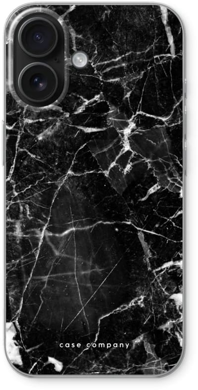 Case Company® - Hoesje geschikt voor iPhone 16 hoesje - Zwart Marmer - Soft Cover Telefoonhoesje - Bescherming aan alle Kanten en Schermrand