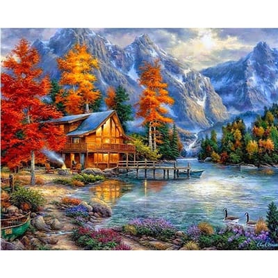 5D DIY Diamond Painting Landschapskaart Borduren Kruissteek Strass Mozaïek Home Decor 20X30CM gray