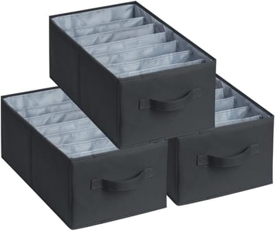 Unyqoos ® Efficiënte 3-delige Lade Organizer voor Kleding en Accessoires in Zwart, 45x25x18cm