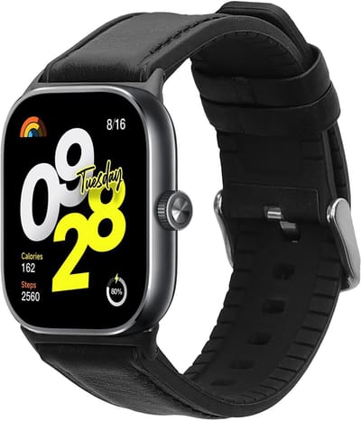 kwmobile horlogeband geschikt voor Xiaomi Redmi Watch 5 & 4 / Smart Band 8 Pro / Smart Band 9 Pro -Armband voor fitnesstracker van leer in zwart