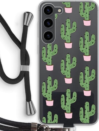 Case Company® - Hoesje met koord geschikt voor Samsung Galaxy S23 Plus hoesje met Koord - Cactus Lover - Telefoonhoesje met Zwart Koord - Bescherming aan alle Kanten en Over de Schermrand