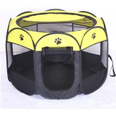 Tente pliable portable pour chat, maison pour chat, tente de voyage portable et pliable pour animaux de compagnie, cage pour chat/chien, utilisation facile, grandes clôtures pour chat/chien yellow