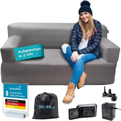 Opblaasbare Bank - Luchtbank Logeerbed - Outdoor Ontspanning - Geïntegreerde Oplaadbare Pomp - 165 x 78 cm - Grijs