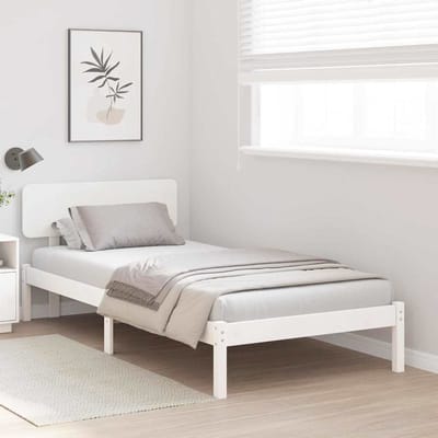 vidaXL - Bedframe - met - hoofdeinde - Wit - 100 - x - 200 - cm - Massief - grenenhout
