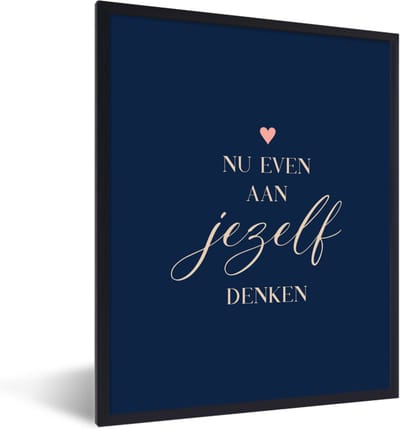 Fotolijst incl. Poster - Get well soon - Quotes - Hartjes - Denken - 30x40 cm - Posterlijst