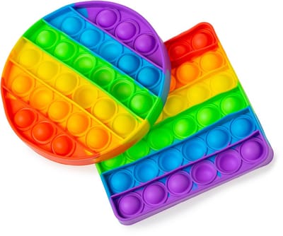Pop It Set – Fidget Toy – Regenboog – Schoencadeautje - Noodpakket Sinterklaas - Rond en Vierkant - Stressverlagend Speelgoed voor Kinderen