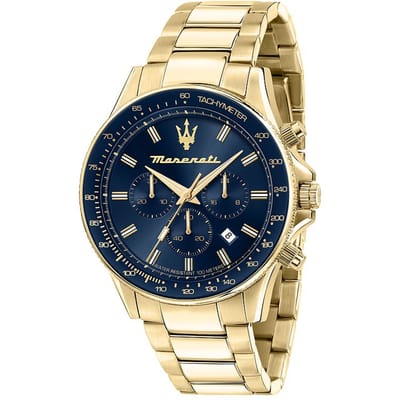 Maserati R8873640008 Sfida Chronographe Cadran Bleu Montre Homme 44 or