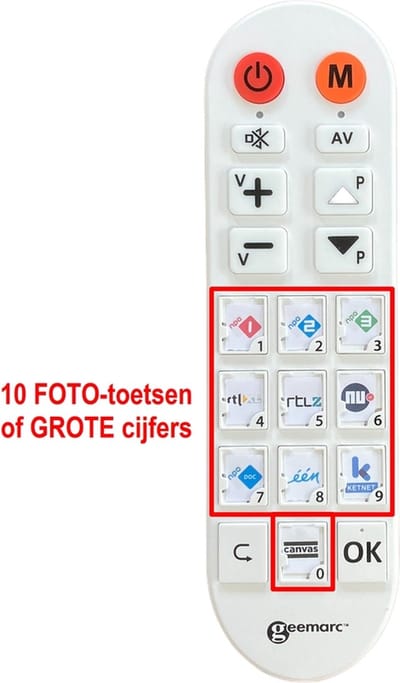 GEEMARC TV-photo 100 Universele AFSTANDSBEDIENING met FOTO-TOETSEN - Zeer simpel
