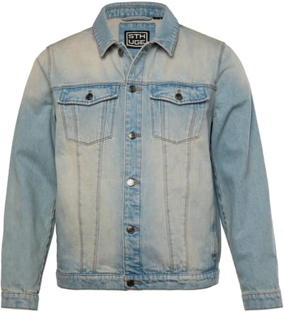 STHUGE - Heren - Denim jack borstzakken knoopsluiting - Gebleekt denim - Maat 3XL