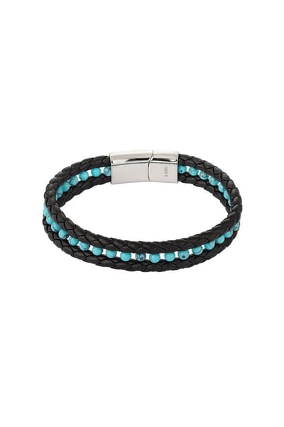 Heren armband - 21 cm - gevlochten met kralen