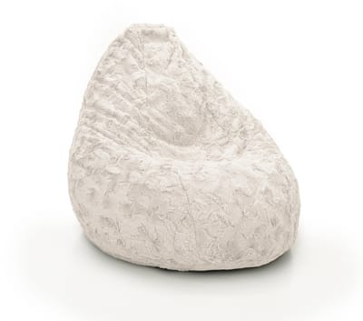 Drop & Sit - compacte zitzak - stijlvolle bontlook - wit - 180L - ultiem comfort met uitneembare binnenzak