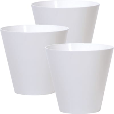 Prosperplast Bloempot/plantenpot voor buiten - Set van 3x stuks - kunststof - wit - D20 x H19 cm - 3,5 liter