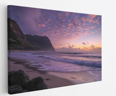 Saammp Canvas Schilderij - Kust - Zee - Strand - Herfstachtig - Landschap - Natuur - 45x30 - Foto op canvas - Wanddecoratie - Muurdecoratie Woonkamer - Slaapkamer decoratie - Canvas Print