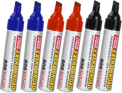 Dailygoods- Permanente Marker Set - 6 Stuks - Jumbo/Permanent Marker - Waterbestendig - Sneldrogend - Veegvast - Geschikt voor Glas/Hout/Steen - Viltstiften