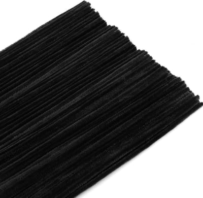 200 Stuks Chenille Pijpenragers voor Handwerk - Zwarte 6mm x 30cm voor DIY Decoratie en Creatieve Projecten