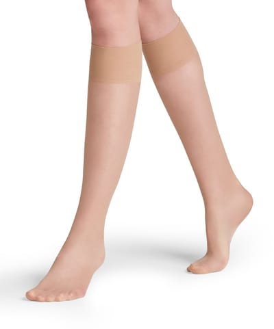 FALKE Seidenglatt eenkleurig materiaal Sheer 15 DEN kniekousen dames transparant - maat 35-38