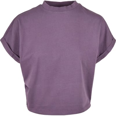 Urban Classics - Short Pigment Dye Cut On Sleeve Dames Tshirt - S - Paars