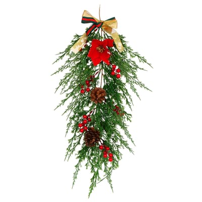 Suspension Murale de Noël Aiguilles de Pin 65cm Simulation Vigne Vigne Artificielle d'Aiguilles de Pin pour Noël black