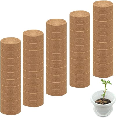 Kokosvezel Potgrond - Grondblokken Groente - Planten Kweken - Vochtregulerend - 30 mm 50 stuks - Bruin