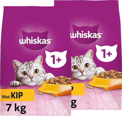 Whiskas 1+ Kattenbrokken droogvoer - Kip - zak 2 x 7 kg