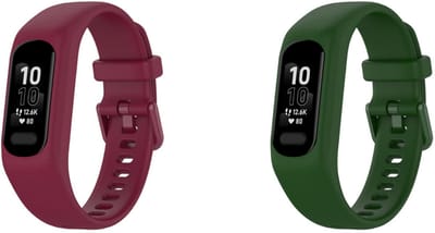 Strap-it Bundel van 2 Siliconen Bandjes - Geschikt voor Garmin Vivosmart 5 - Donkergroen & Bordeaux - Sportbandje - Sportarmband - Siliconen Band - Waterbestendig & zweetbestendig
