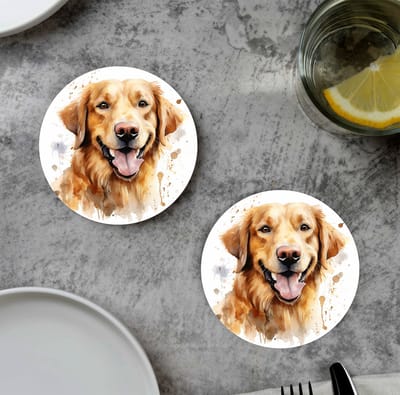 GR onderzetters voor glazen - Waterpaint Dog Golden Retriever - 6st