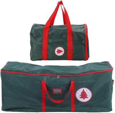 Dailygoods- Kerstboomzak 2 Stuks - Waterdichte Opbergtas - Versterkte Handgrepen - 600D Oxford-stof - Geschikt voor 2,5m Hoge Boom - Inclusief Tas voor Versieringen
