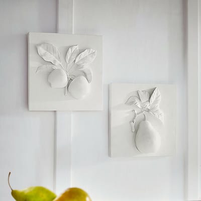 LOBERON Wanddecoratie set van 2 Mirabellas wit