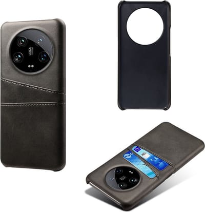 MobyDefend Hoesje - Geschikt voor Xiaomi 14 Ultra - Lederen Backcover Met Vakjes Pasjes - Zwart