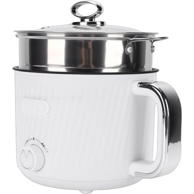 Marmite Électrique en Acier Inoxydable Multifonctionnelle avec Panier Vapeur pour Dortoir Maison Appartement Prise US 110V