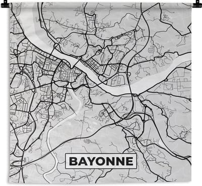 Wandkleed - Wanddoek - Frankrijk - Bayonne - Stadskaart - Plattegrond - Kaart - 180x180 cm - Wandtapijt