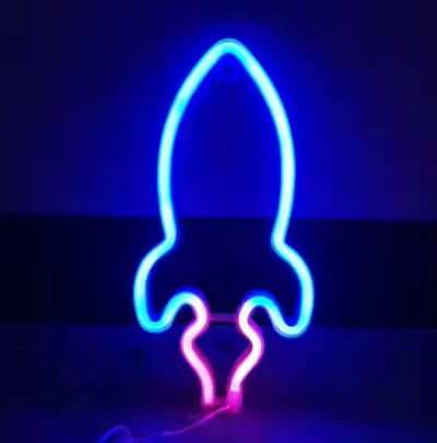 Neon lamp raket- Blauw- Nachtlamp- Neon wandlamp- Neon verlichting- Sfeer verlichting- Neon lamp muur- Neon licht-