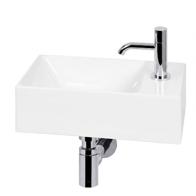 Ben Stelvio fonteinset glans wit keramiek Xtra glaze+ incl. chromen kraan rechts