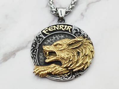 Mei's - Viking Fenrir Chain - ketting heren - RVS zilver/goud - 60 cm