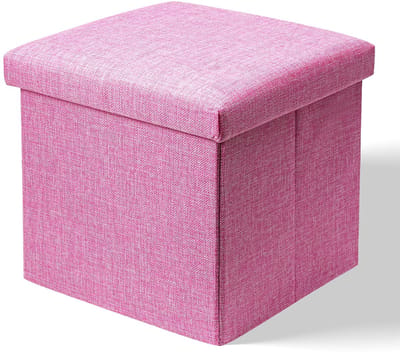 Dailygoods- Opbergbox met deksel - Opbergdoos - Opbergpoef - Speelgoedkist - Herinneringsdoos - Roze kubusvormig ontwerp