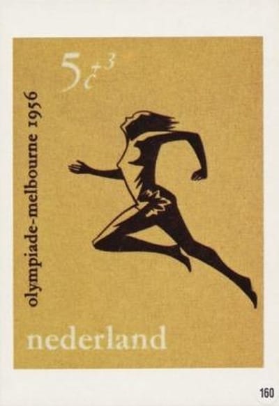 Briefkaart met afbeelding Hardloopster – Olympiade 1956 – Melbourne postzegel