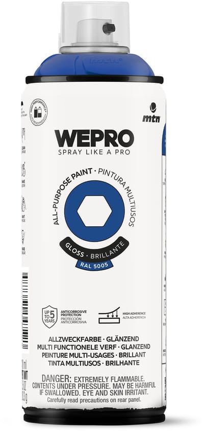 Spuitbus Ral 5005 Blauw Glans MTN WEPRO ALL-PURPOSE PAINT 400ML