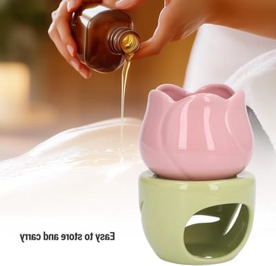 Bloemvormige Wax Melt Burner voor Aromatherapie met Essentiële Olie Diffuser - Keramische Decoratie voor Thuis, Ontspanning en Wellness Geschenk