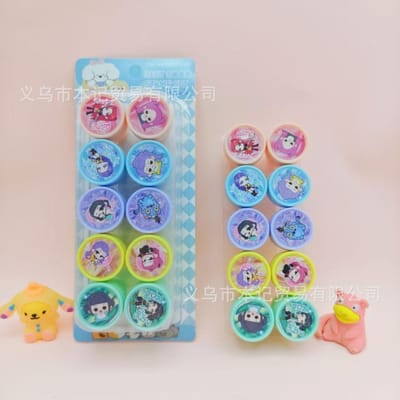 10 stuks Stempels ontworpen voor Kinderen Kpop Demon Hunters Rumi Zoey Mira Derpy Zelfinktende Stempels met 10 Ontwerpen ontworpen voor Verjaardagsviering gray