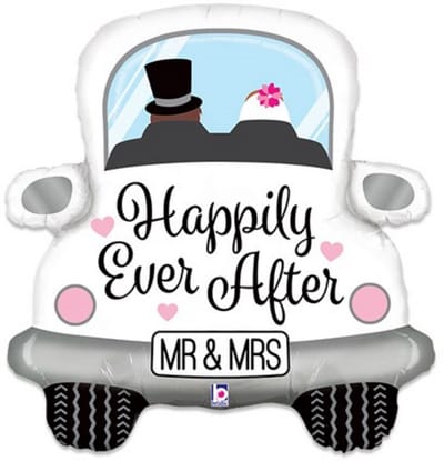 Folieballon - Huwelijk - Happily ever after - Trouwauto - 79cm - Zonder vulling - +3