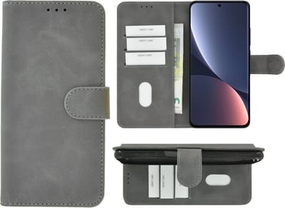 MoDo hoesje Geschikt voor Xiaomi 12 Pro - Kunstleer Book Case - Grijs