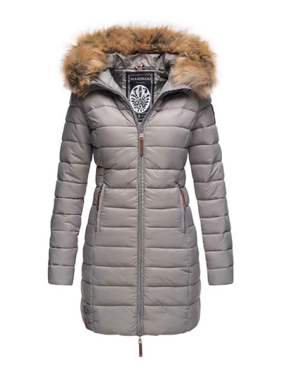 Marikoo damesjas Rose met gewatteerd design & afneembare imitatiebontkraag