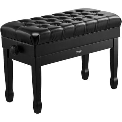 VEVOR Pianobank, 750x360x515 mm, Duet Keyboard Pianostoel, 51 tot 59 cm Verstelbare Hoogte, Gevoerd Kussen, Opbergvak voor Muziekboeken, Houten Pianobank, voor Kaptafel, Slaapkamer